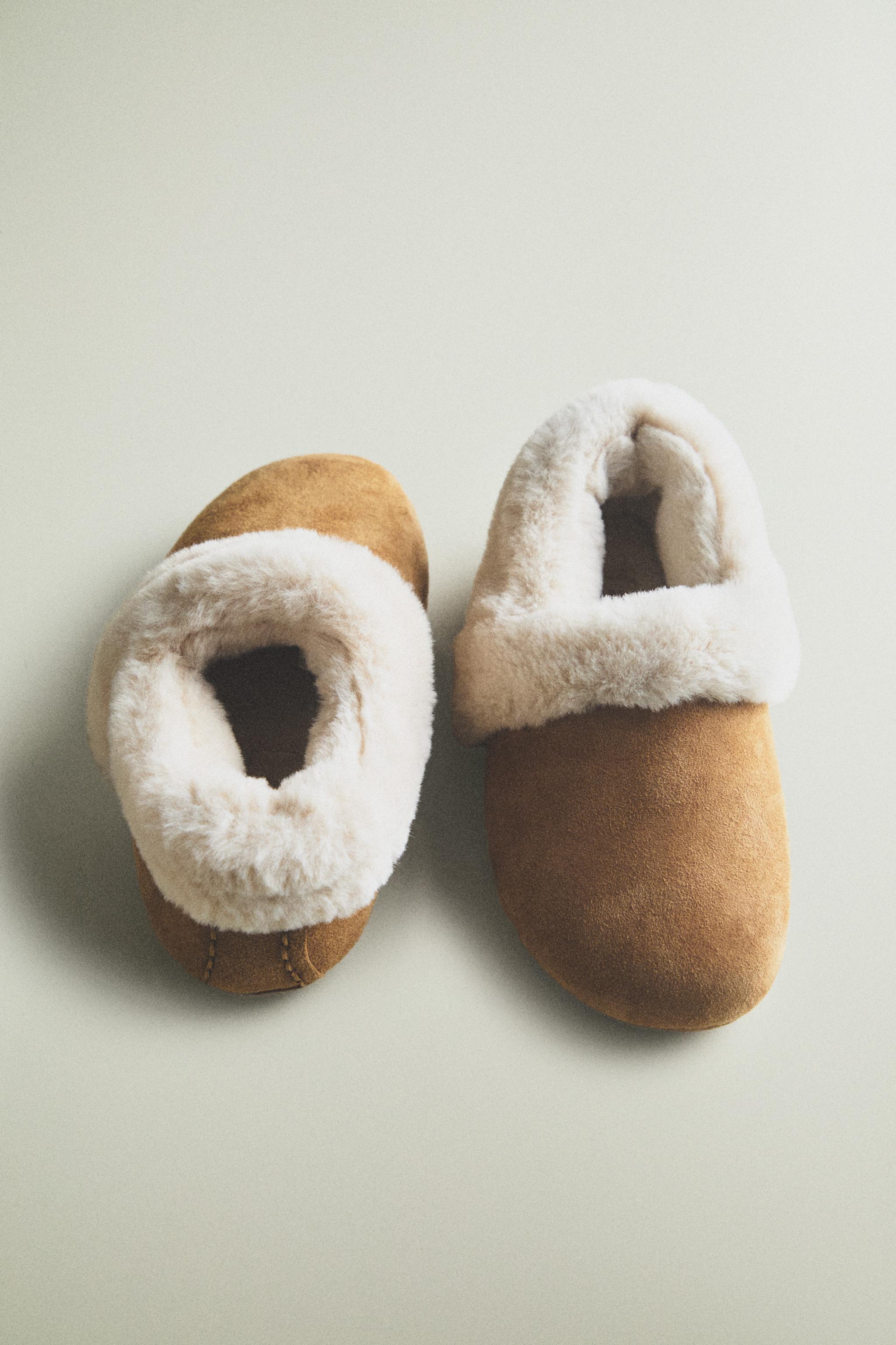 CHAUSSONS EN CUIR CHAUD POUR ENFANT